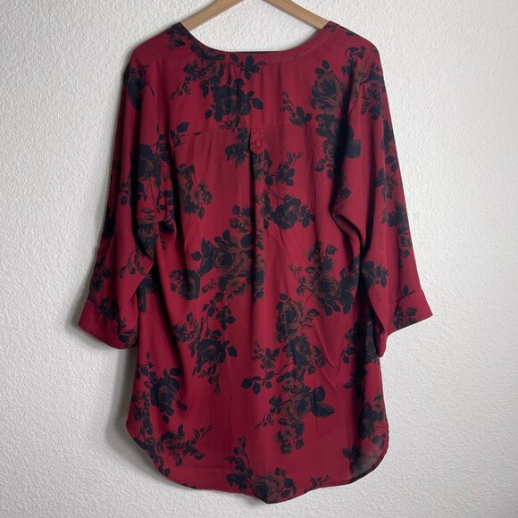 Torrid Red and Black Floral Tunic - Picture 6 of 8
